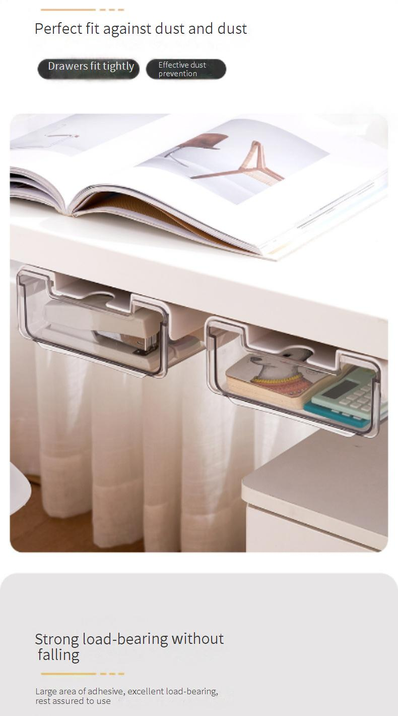 Heimwerker-Schublade unter dem Tisch, Aufbewahrung von Büromaterial und Kleinigkeiten, Schreibtisch, versteckte Aufbewahrungsbox, großes Artefakt zur Desktop-Organisation_voghion.com