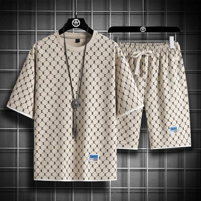 Nouvel ensemble de vêtements de sport d'été pour hommes : ensemble deux pièces décontracté imprimé ample, ample et grande taille_voghion.com