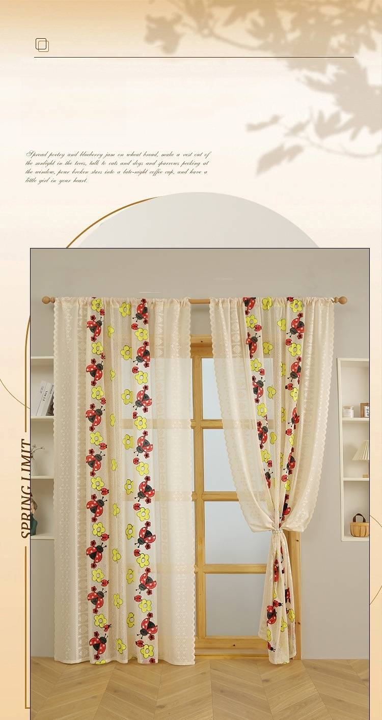 Tende trasparenti ricamate a farfalla in stile francese - Tende in voile color crema per camera da letto e soggiorno (filtrano la luce, elegante decorazione per la casa)_voghion.com
