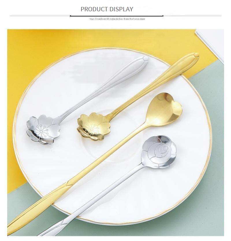 Creative Stainless Steel Spoon Set - Heart & Rose Shaped Spoons For Coffee Dessert & Mixing (Unique Design Elegant Tableware Perfect Gift Idea)_voghion.com