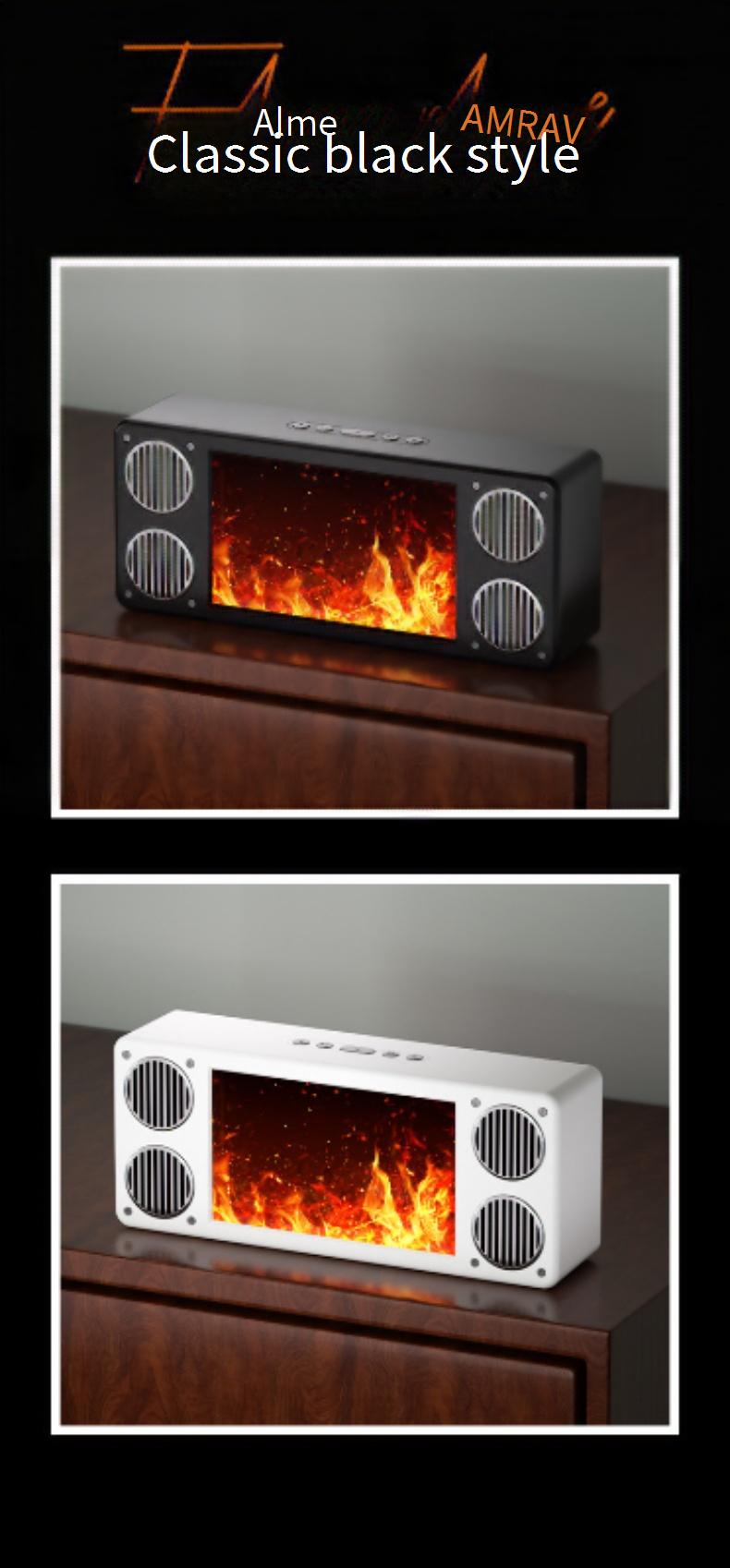 Tragbare Lautsprecher Neue kreative Simulation Flamme Kamin Audio Kleines Zuhause Bunte Beleuchtung Panorama Surround Bluetooth Lautsprecher_voghion.com