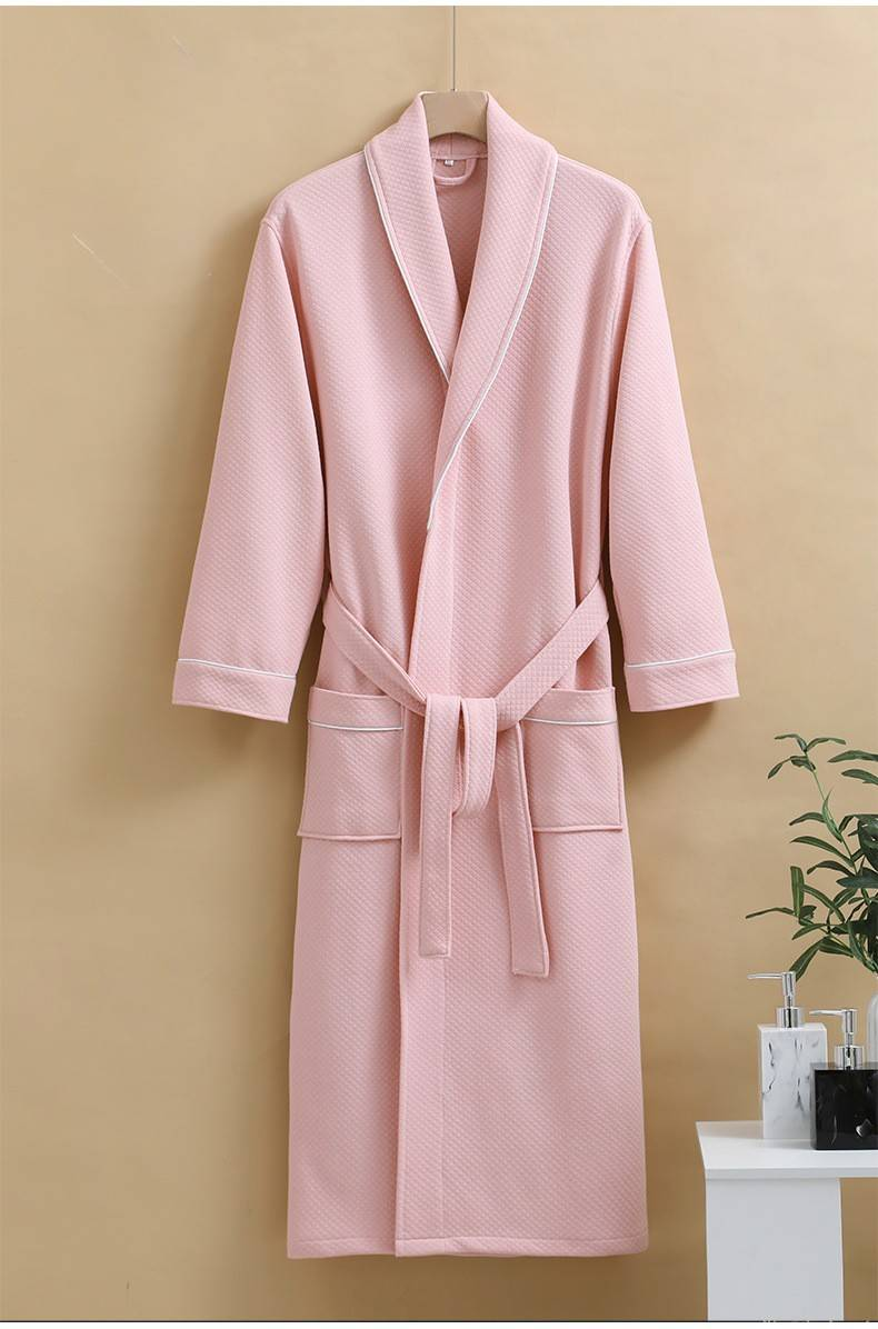 Accappatoio per hotel autunno e inverno quattro stagioni con strato d'aria in cotone, calda camicia da notte per coppia, accappatoio assorbente, accappatoio monopezzo_voghion.com
