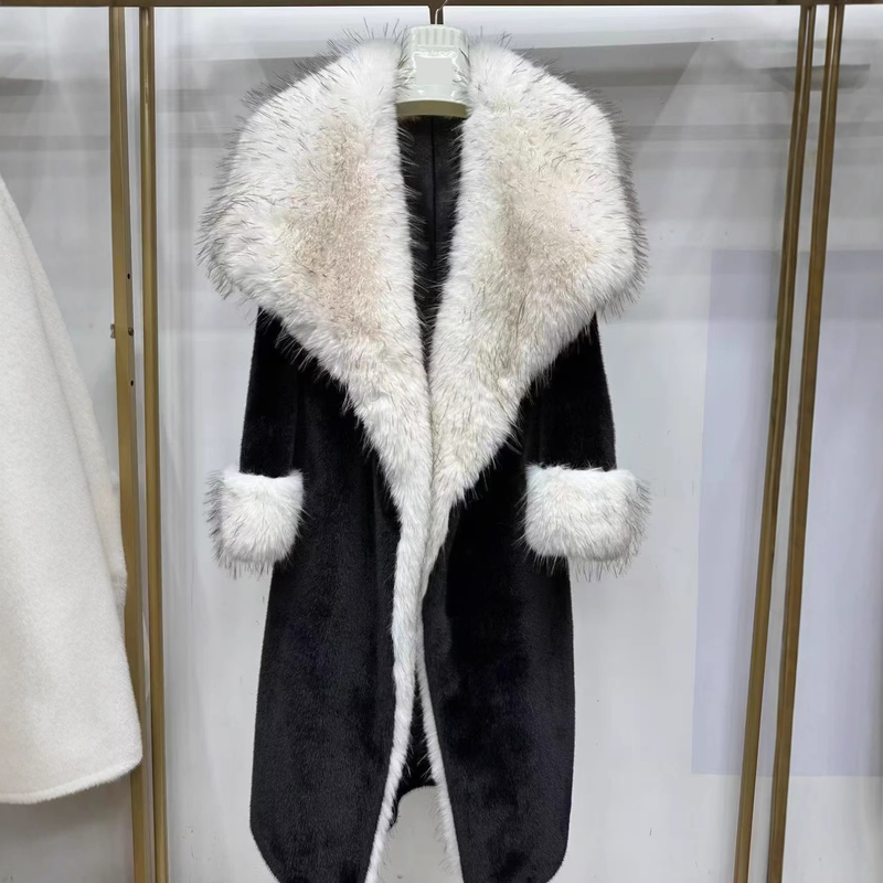 Damenbekleidung Luxus Kunstpelzmantel Damen Lange Elegante Winterjacke Mit V-Ausschnitt Weiche Warme Mode Oberbekleidung Für Damen_voghion.com