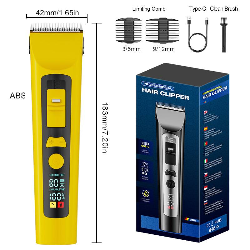 Professional Waterproof Cordless Hair Clipper For Men & Pets - Rechargeable Titanium Alloy Blade, Fast Charging, Low Noise, Home & Salon Use_voghion.com