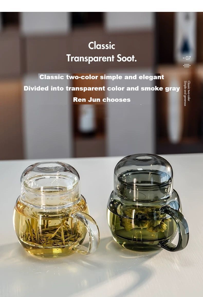 3-piece Set Of Thickened Glass Tea Cups With Lids, Round And Fun Tea Cups, Heat-resistant High Borosilicate Glass Flower Tea Office Cups_voghion.com