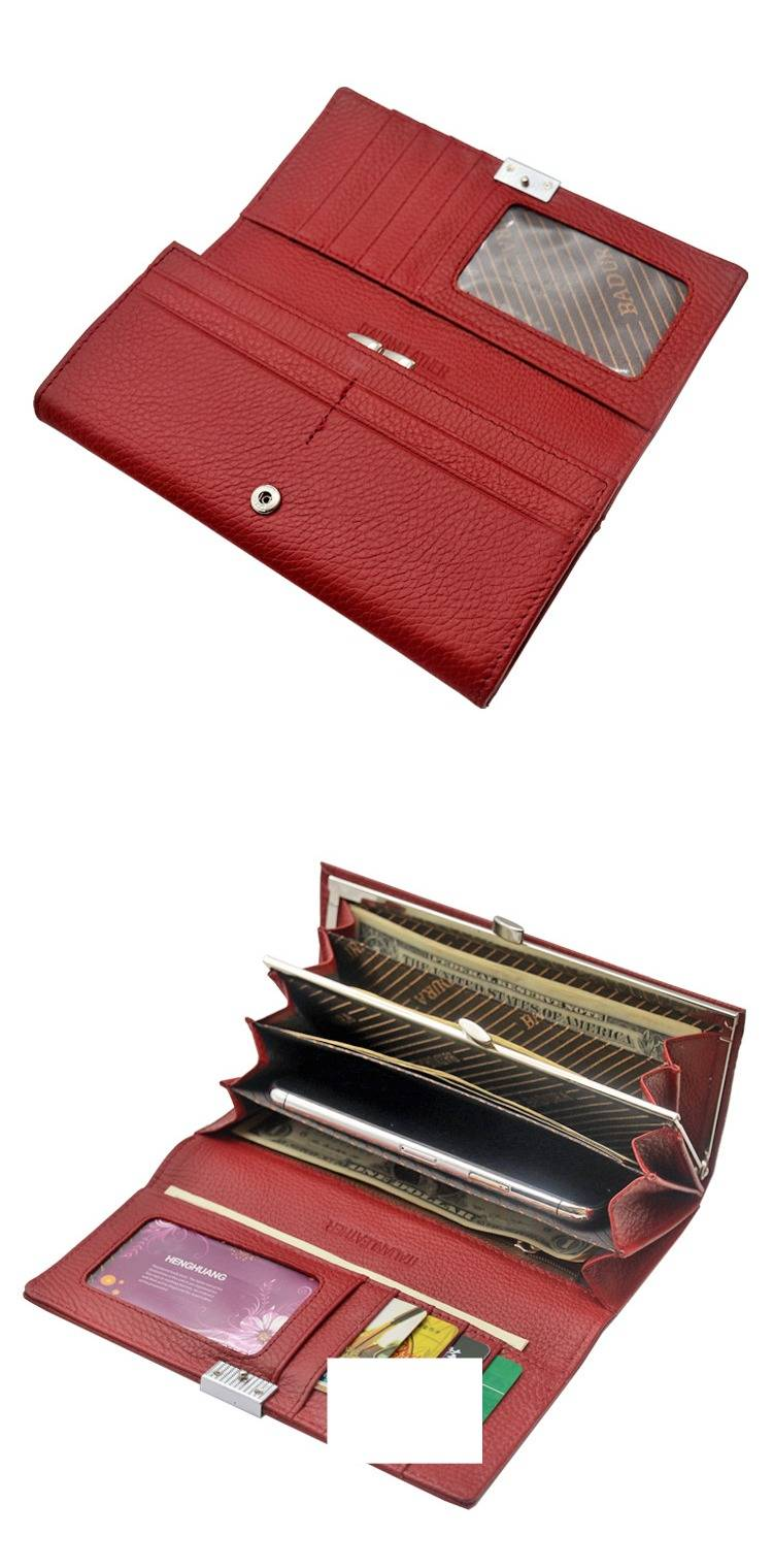 Carteira de couro feminina com grande capacidade, porta-cartões fino, bloqueio RFID, bolsa de mão moderna para uso diário_voghion.com