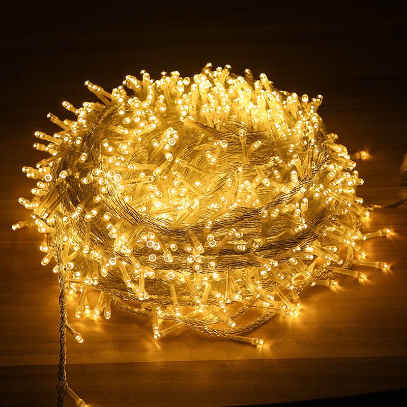 Catena di luci natalizie a LED per esterni impermeabili, 10 m, 100 LED, lucine con connettore terminale, bianco caldo/bianco freddo/multicolore_voghion.com
