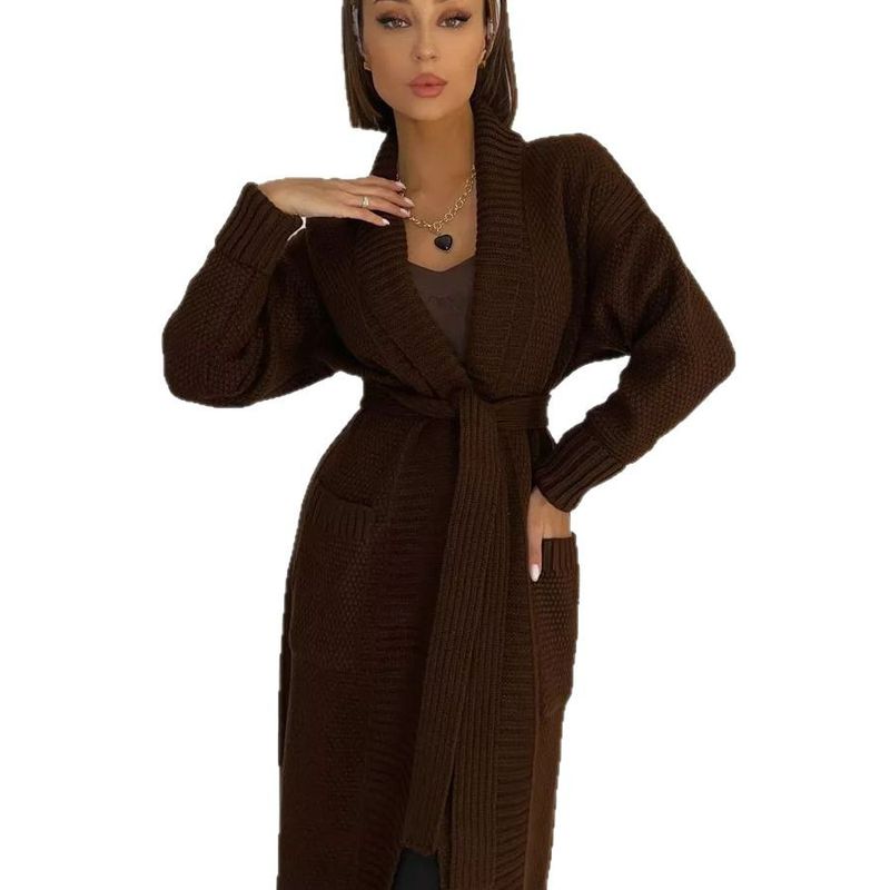 Eleganter Longline-Strickcardigan – Übergroßer Coatigan mit offener Vorderseite in Zartrosa/Schwarz/Weiß/Braun/Khaki (XS-XL, leichtes Layering-Essential)_voghion.com