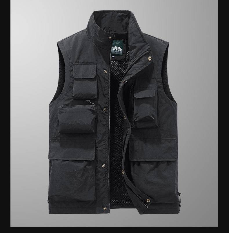 Utility-Weste mit mehreren Taschen für Outdoor-Aktivitäten – Leichtes Nylon mit Reißverschluss_voghion.com