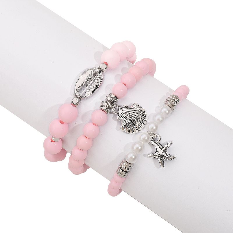 B2708 Bohemian Casual Vacation Style Starfish Shell Sweet Colorful Beaded Bracelet Set_voghion.com