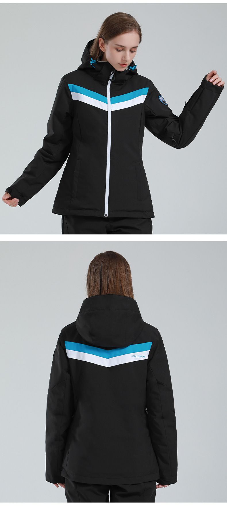New Fashion Color Matching Outdoor Top Snow Jacket_voghion.com