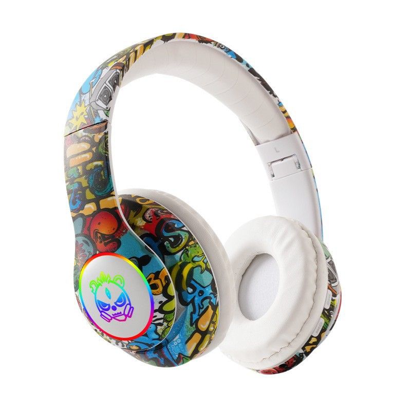 Cuffie Bluetooth wireless per bambini con cancellazione del rumore, over-ear, con graffiti cinesi di tendenza, molto vendute_voghion.com