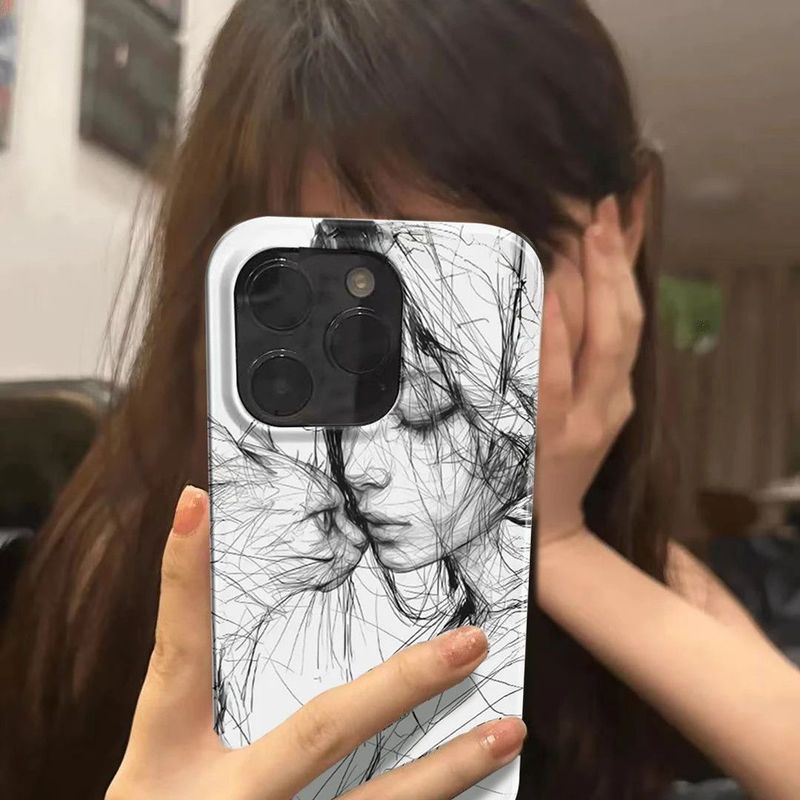 Kissing Cat Compatible With 14/15/16 Pro Max Phone 13/12 Jelly 11X Soft Case 16 Trendy Style_voghion.com