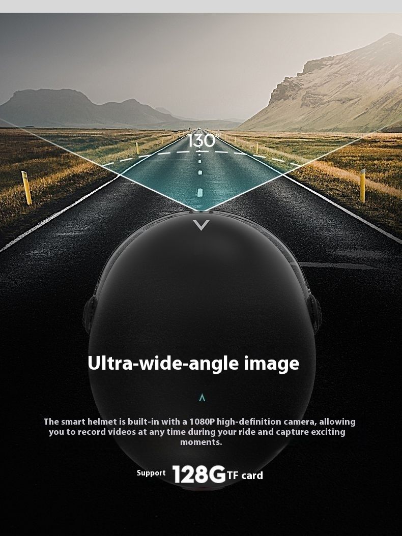 Câmera inteligente Bluetooth HD para bicicleta, esportes ao ar livre, capacete multifuncional, respirável e leve_voghion.com