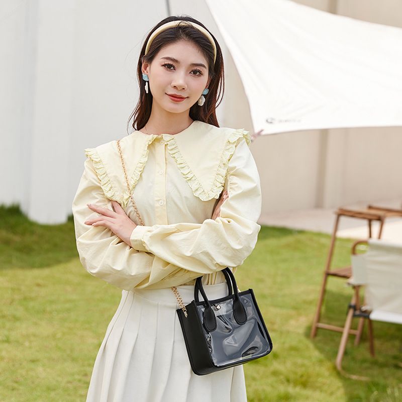 Borsa a tracolla casual piccola in PVC trasparente con catena in pelle, nuova 2023 da donna_voghion.com