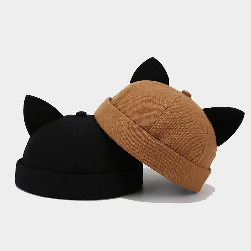 Cappello alla moda creativo con orecchie di gatto, semplice e semplice, unisex, personalità, da strada, carino, alla moda_voghion.com