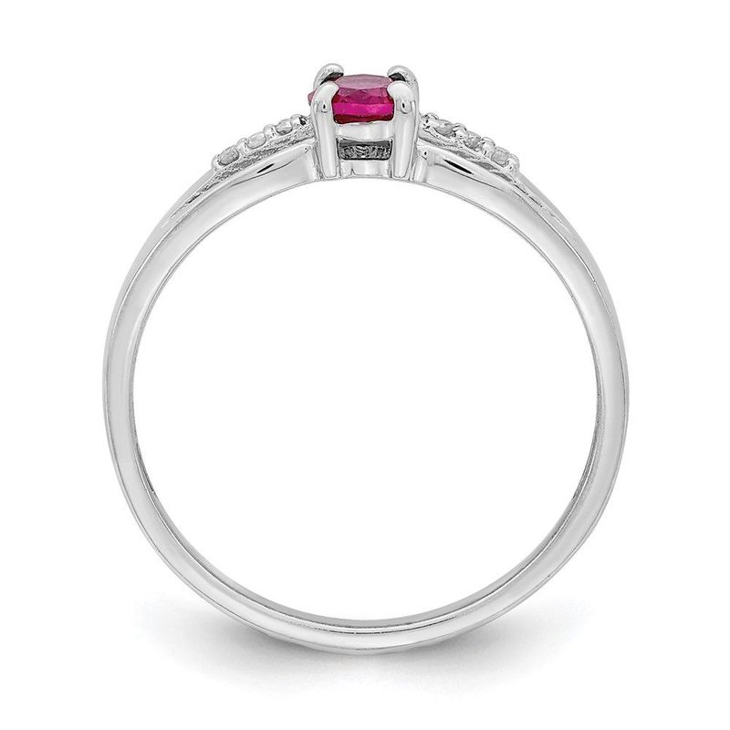 Sterling Silver Rhod-plated Diamond Created Ruby Ring_voghion.com