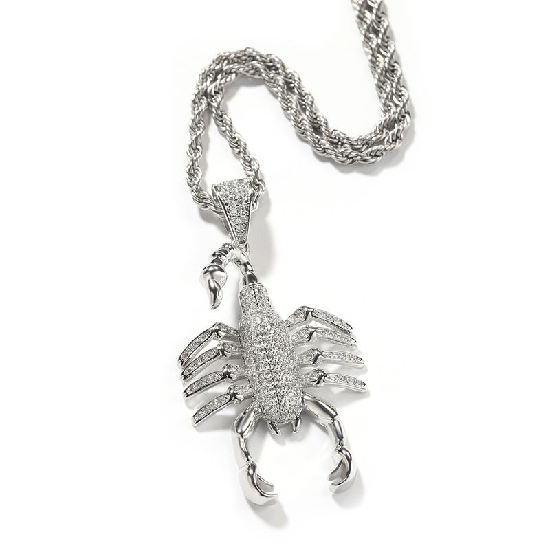 Herrenschmuck – Hip-Hop-Skorpion-Anhänger mit Zirkonia und Diamanten, ein cooles Statement-Piece für Casual und Streetwear._voghion.com