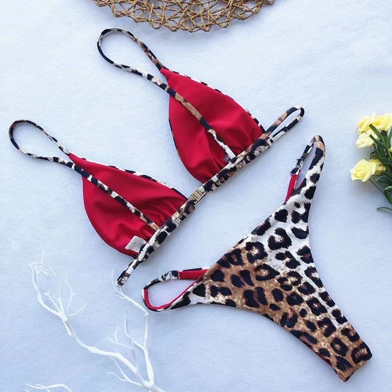 Dameskleding Nieuwe Hot Stijl Sexy Luipaardprint Drie Punten Kleine Borsten Bikini Sexy Luipaardprint Badpak String_voghion.com