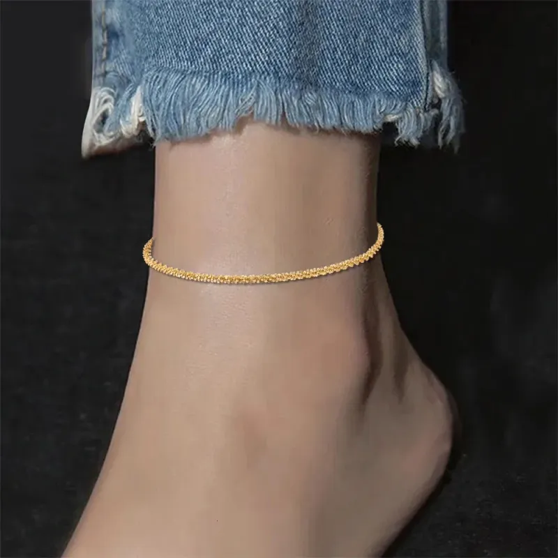 Stainless Steel Delicate Womens Anklet Gold Chain Bracelet Do Not Fade On The Legs 241210_voghion.com