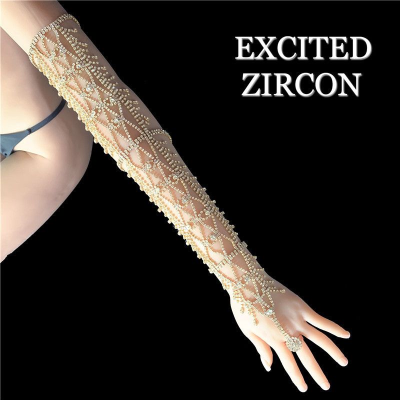 Bracelet exaggerated rhinestone long luxury wedding bracelet   same style_voghion.com