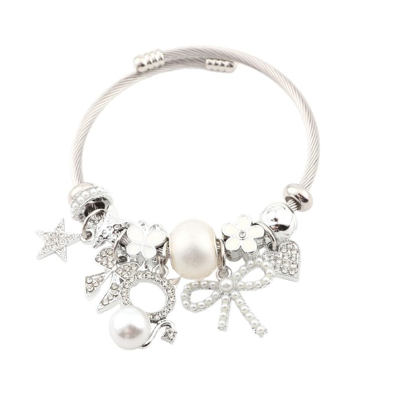 Pans handgefertigtes DIY-Perlenarmband mit Edelstahl-Strass-Schleife – Modeschmuck_voghion.com