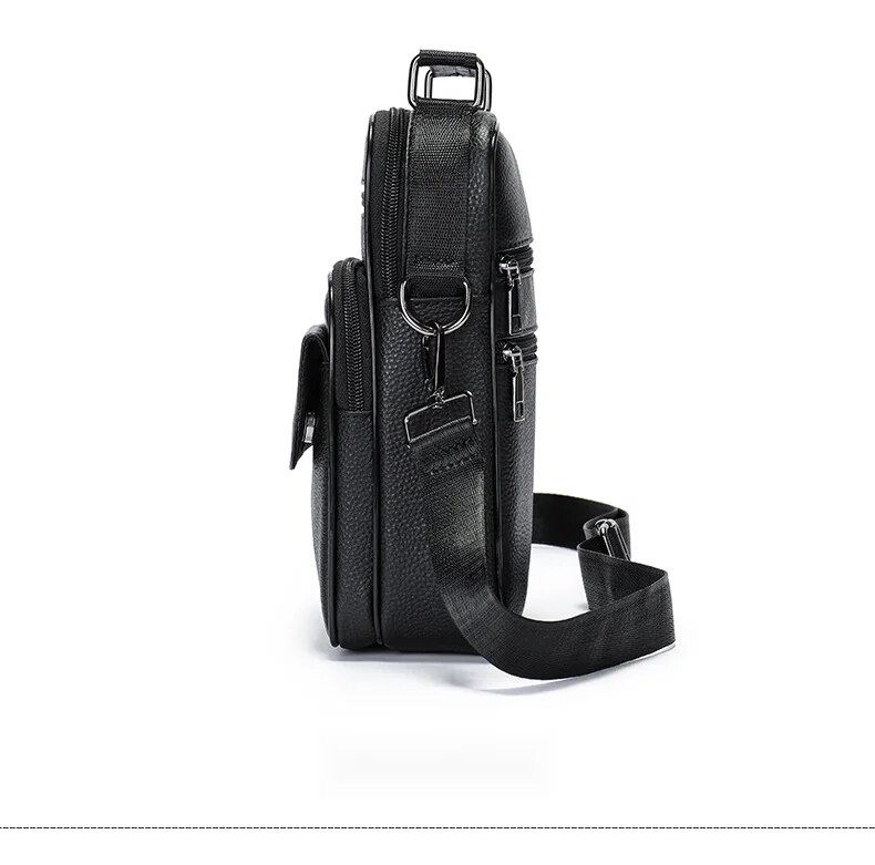 Borsa a tracolla autentica, strato superiore, borsa a spalla singola verticale in pelle di vacchetta, borsa da uomo casual e semplice in morbida pelle_voghion.com
