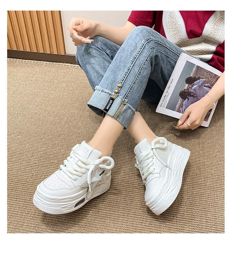 Women Shoes Fashionable Heels Fashionable Sports Shoes Baskets Plateforme En Cuir Rose Pour Femmes Semelle Optique Paisses Sans Lacet Mode D Contract_voghion.com