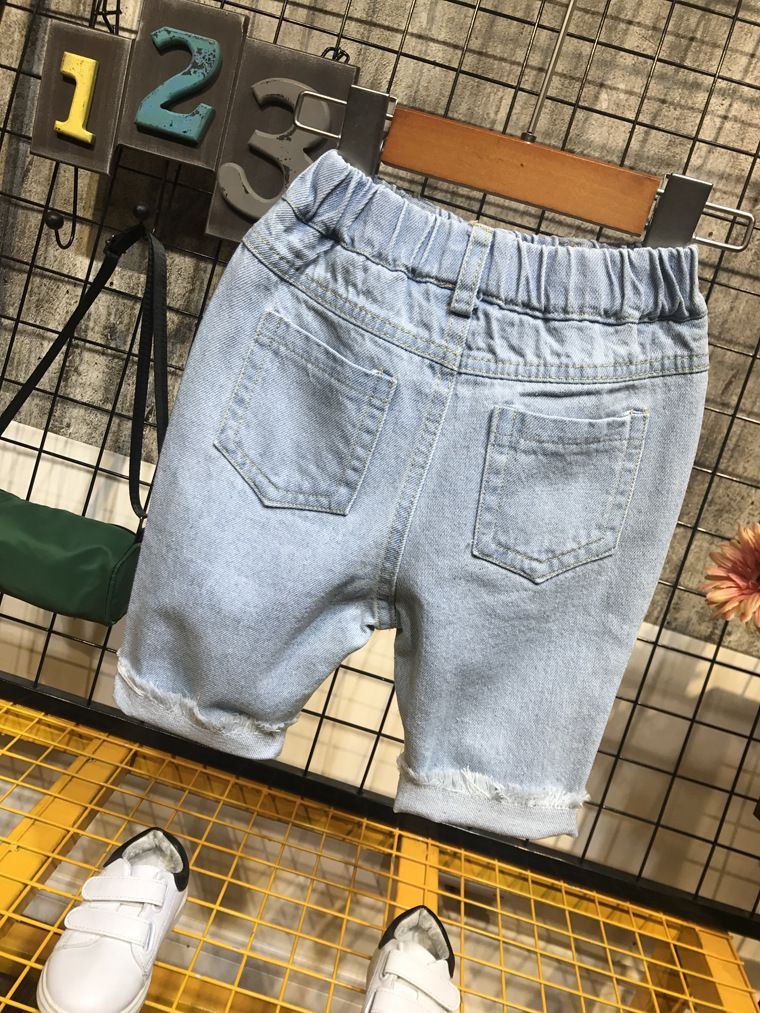 Jeans d'été pour mères et enfants, pantalons moyens pour enfants, pantalons décontractés à la mode pour enfants_voghion.com