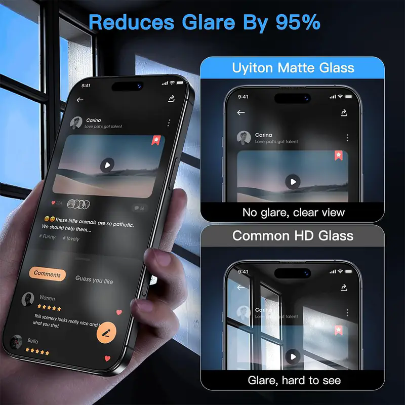 3Pcs Oleophobic Coating Dust Free Easy Installation Matte Screen Protector For IPhone 16 14 13 12 11 15 17 Pro Max XS X_voghion.com