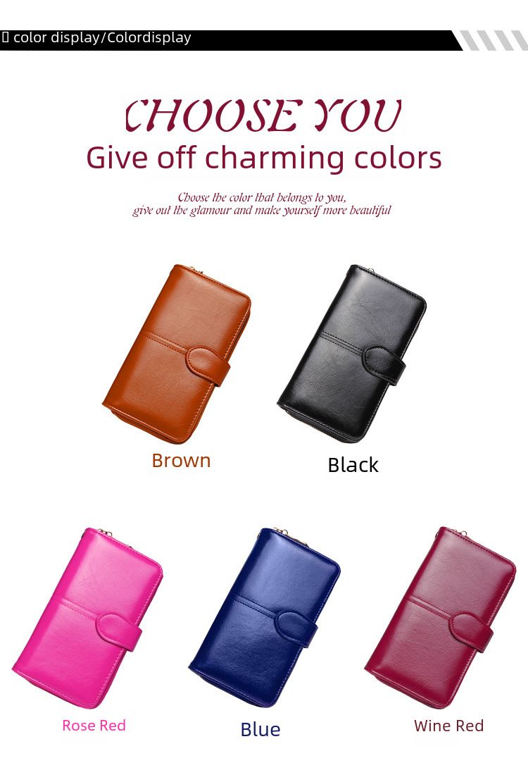 Explosive Damen Geldbörse 2024 Neuer Reißverschluss Ölwachs Leder Geldbörse Schnalle Handytasche Ölleder Neue PU Clutch_voghion.com