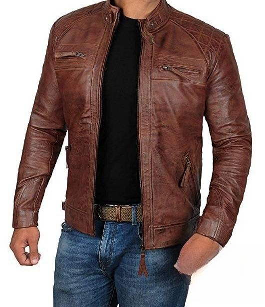 Herrenbekleidung Lederjacke Herren Jugend Stehkragen Punk Herren Motorrad Lederjacke_voghion.com