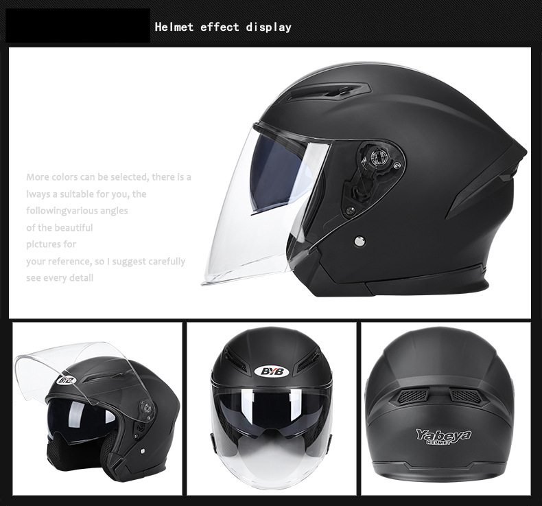 özel motosiklet kaskı elektrikli araç aküsü araba kaskı yetişkin erkek ve kadın yarım kask güneş koruması çift lensli kask_voghion.com