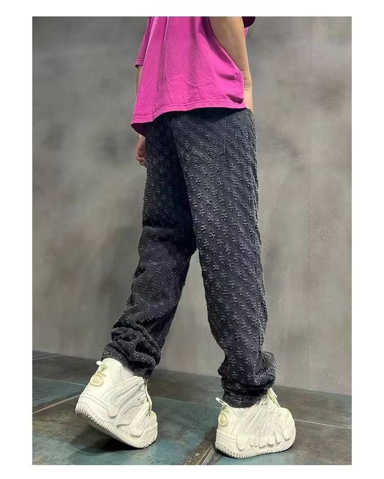 2024 American High Street Jeans Hommes Ample Droite Tendance Marque Ensemble Pantalon Polyvalent_voghion.com