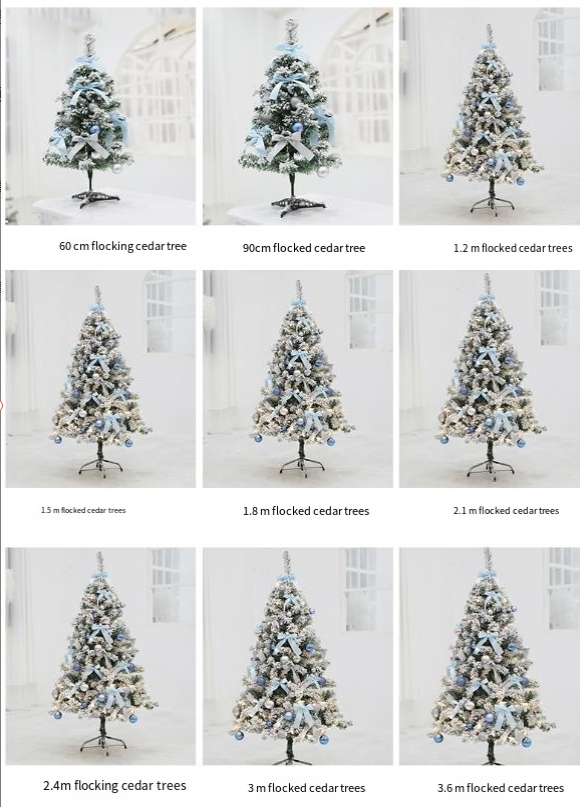 Christmas ins blue flocking cedar Christmas tree package 1.2/1.5/1.8/2.1 meters shopping mall window decoration_voghion.com