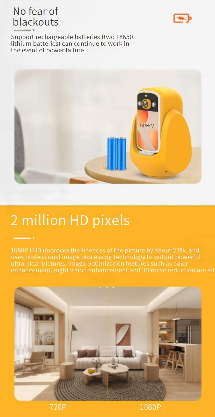 Câmera de segurança interna WiFi/4G - videochamada 2K HD com áudio bidirecional e detecção de movimento (armazenamento em nuvem com visão noturna)_voghion.com
