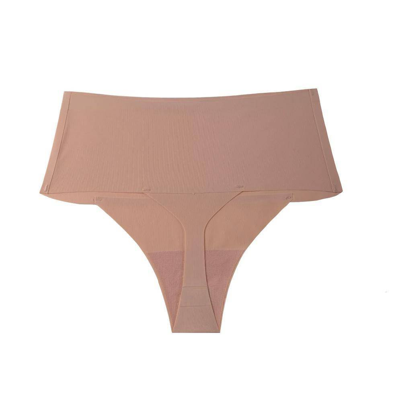 Ropa interior femenina, sencilla, sexy, tipo T, sin costuras, talla grande, de una pieza, de seda helada, color piel, de algodón puro, transpirable, con entrepierna._voghion.com