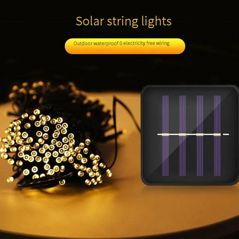 100 diod LED Solarne lampki choinkowe – wodoodporne lampki choinkowe do dekoracji wnętrz i na zewnątrz (8 trybów, IP65, zasilanie USB/słoneczne, ciepła biel i wielokolorowe)_voghion.com