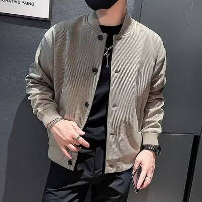 Men's Stylish Baseball Jacket With Hood - Corduroy & Rabbit Fur Blend, Slim Fit Stand Collar Casual Coat For Autumn, Green/Khaki/Black_voghion.com