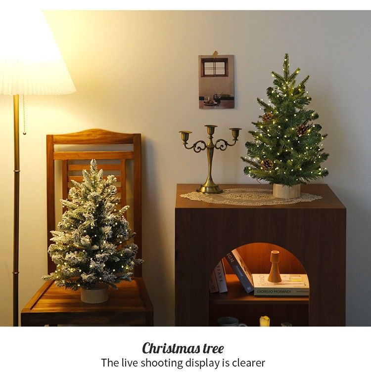 LED Işıklı Noel Kar Ağacı Seti - 45 cm/60 cm/90 cm Mini Tatil Dekoru, Ev İçin Masaüstü Kendin Yap Şenlikli Süslemeler (Birden Fazla Stil)_voghion.com