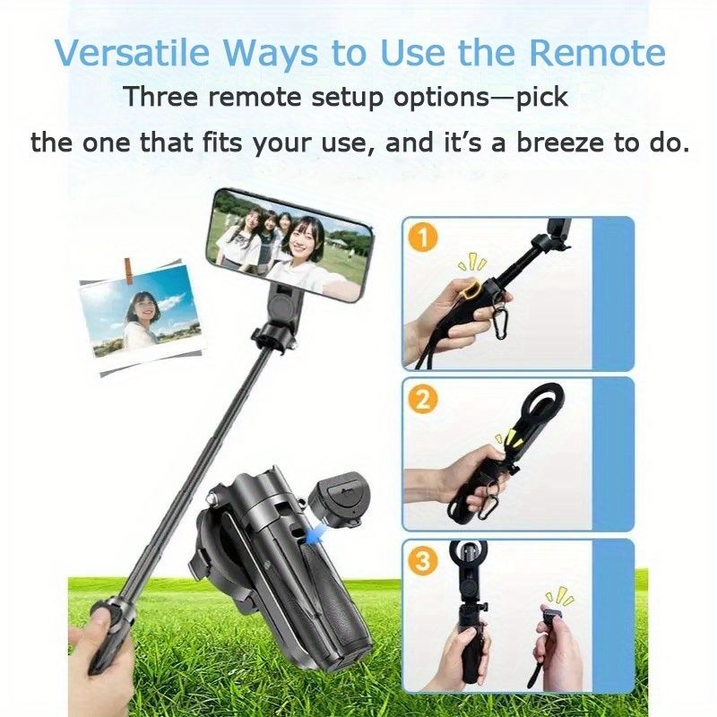 Bastone per selfie multifunzionale quattro in uno con telecomando wireless | Clip magnetica per telefono, doppio gruppo, rotazione a 360° + regolazione di ribaltamento a 220°_voghion.com