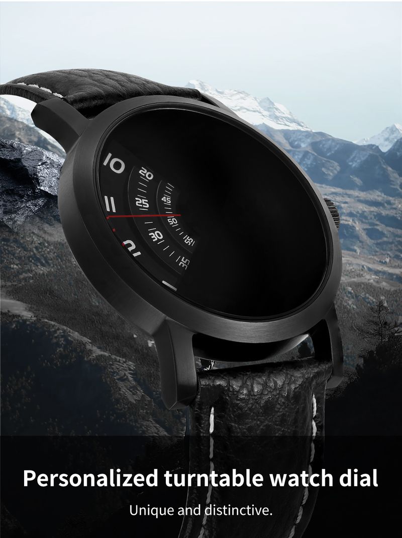 BERNY Men's Watch Personalized Turntable Quartz Watches For Men Black Dial Stainless Steel Case Business Sports Wristwatches_voghion.com