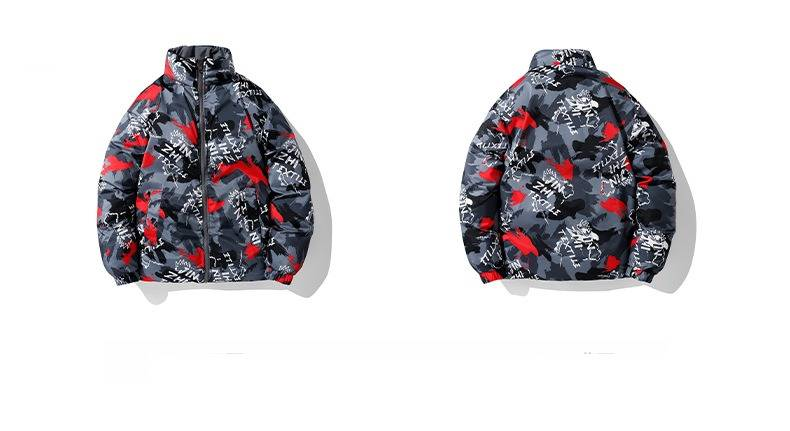 Men's Reversible Short Puffer Jacket With Stand Collar - Stylish Streetwear Bomber Coat For Winter (Black/Khaki/Gray)_voghion.com