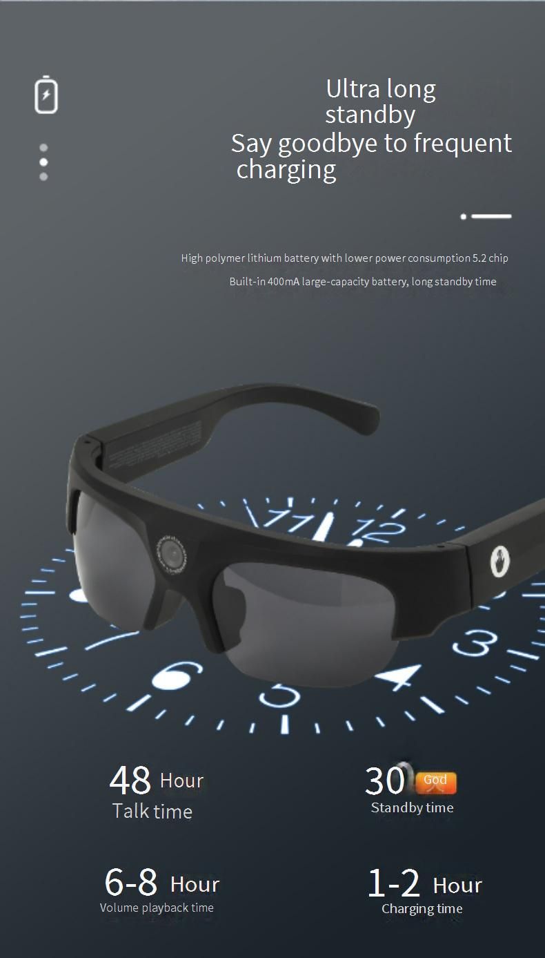Smart Sports Glasses With 8MP Camera, Bluetooth, 256GB Memory & Touch Control – HD Recording, Live Streaming, Hands-Free Convenience – Black_voghion.com