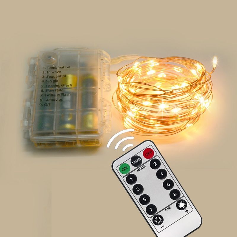 Wasserdichte LED-Lichterketten mit Kupferdraht und Fernbedienung für Garten-, Weihnachts-, Hochzeits- und Partydekorationen im Freien_voghion.com