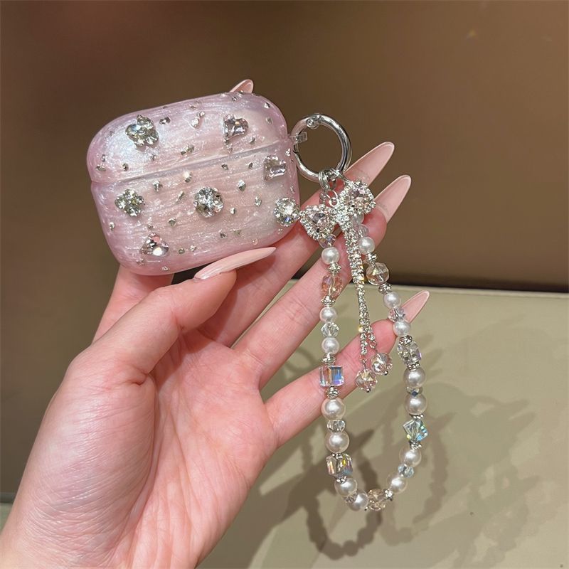 Collier élégant en pierre précieuse rose, accessoire idéal pour les casques et appareils sans fil._voghion.com