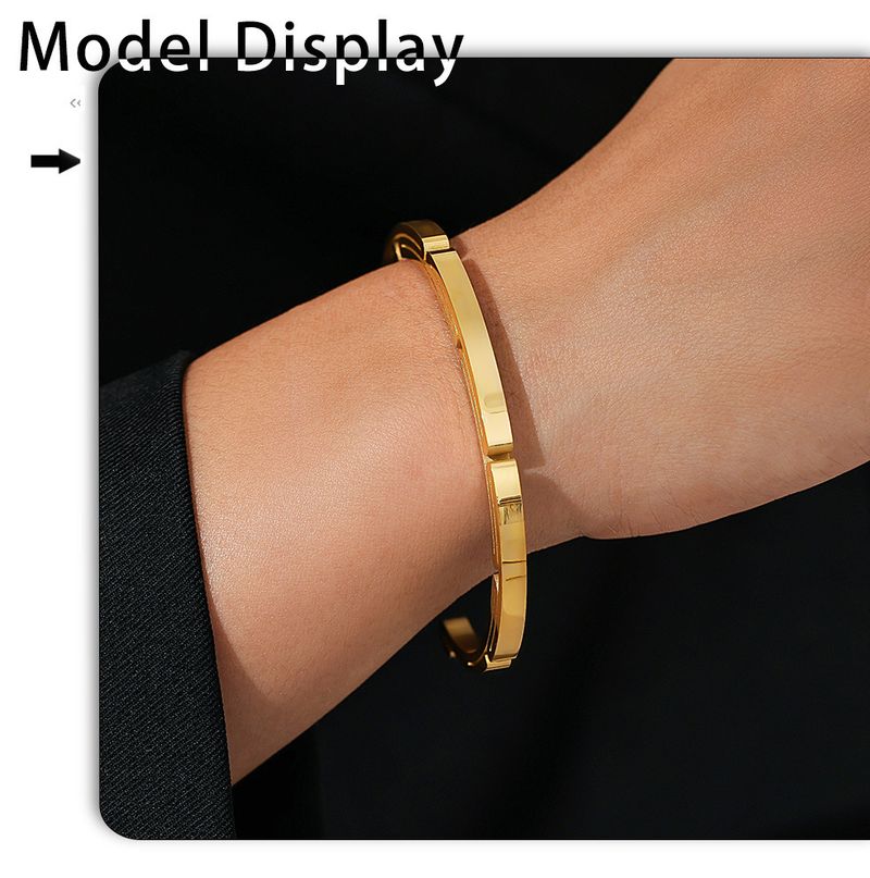 Minimalistisch gestaltetes mehrschichtiges offenes Armband mit Great Wall-Muster, modisches Armband aus Edelstahl_voghion.com