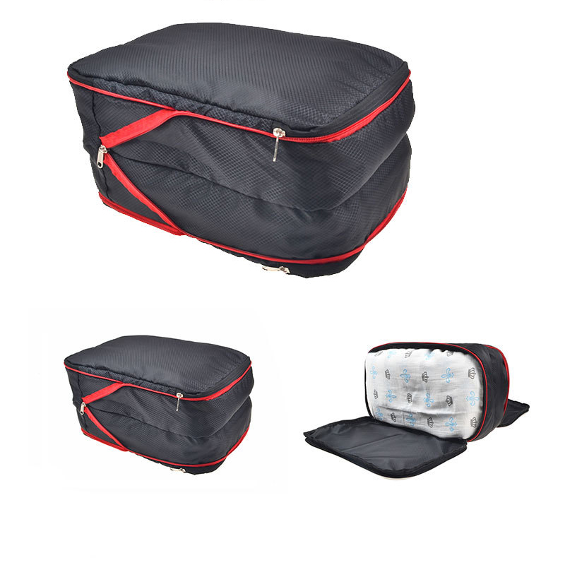 Cubes d'emballage de Compression de voyage avec sac à chaussures, organisateur pliable Portable, pochette compressible de bagages, rangement de voyage pour vêtements et chaussures_voghion.com