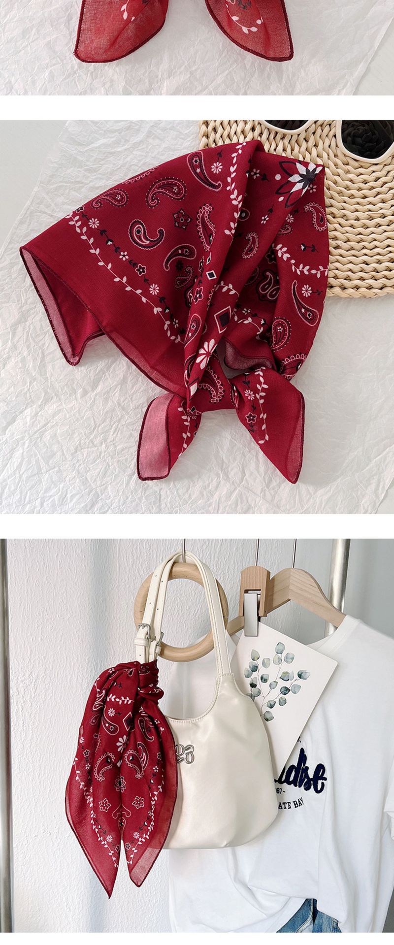 Frühling und Sommer neues atmungsaktives weiches Baumwollleinen kleines Quadrat für die Reise von Frauen vielseitiges Seidenkopftuch,_voghion.com