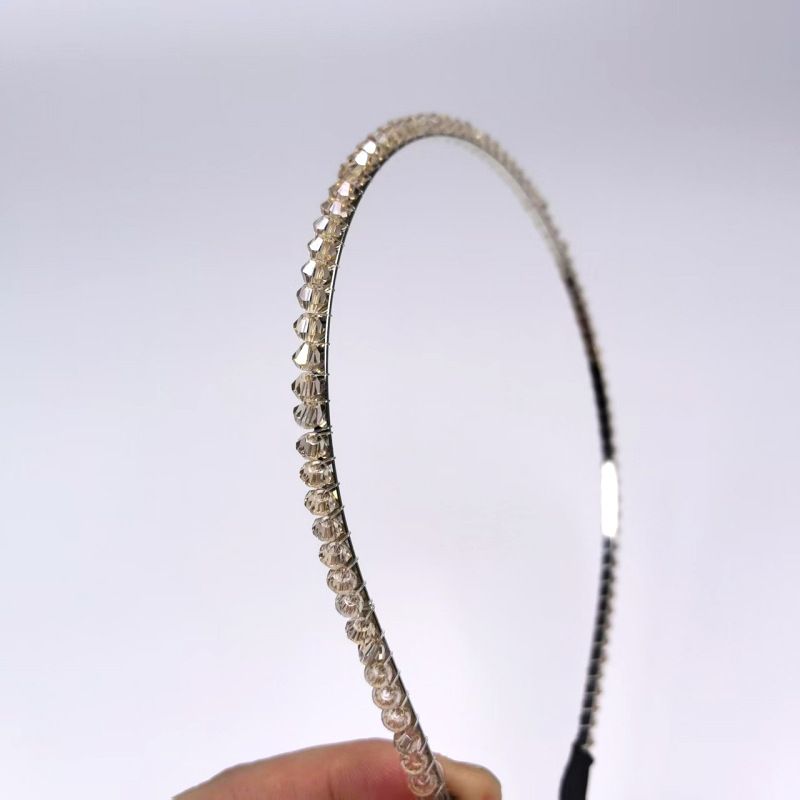 Cerchietto con cristalli a fila singola, cerchietto per capelli minimalista fatto a mano con filo da pesca, accessorio per capelli antiscivolo versatile di alta qualità per donna_voghion.com
